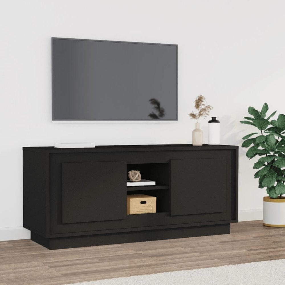 Vidaxl TV skrinka čierna 102x35x45 cm spracované drevo